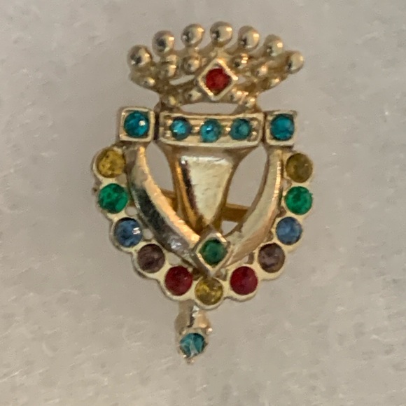 Petite Jeweled Door Knocker Brooch Pin - Picture 4 of 10